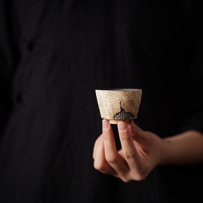 Tea Cup Silver-Gilt Master Single Retro Stoneware Japanese Set Handmade Ceramic Soaking Container