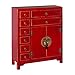 Cómoda de 8 cajones y 2 Puertas Oriental roja de Madera para salón Sol Naciente - LOLAhome - LOLAhome