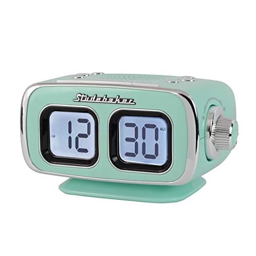 Studebaker Large Display LCD AM/FM Retro Clock Radio USB Bluetooth Aux-in Bedroom Kitchen Counter Small Footprint (Teal)