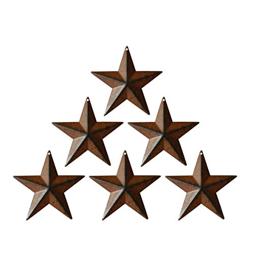 Rusty Metal Stars For Crafts, TAIANLE Rusty/Black Metal Star, 4 Inch, Vintage Distressed Country Primitive Farmhouse Inside Outside Home Wall Decor Rustic Metal Stars Wall Ornament Decoration,Set of 6 Cover