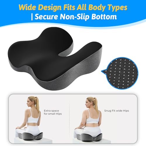 Image of Dreamer Car Seat Cushion for Tailbone & Sciatica Pain Relief (Black & Gray)
