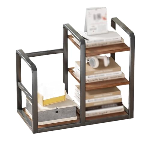 Bibliothèque de bureau en fer noir : étagère sur pied multicouche avec poignée de transport - 2