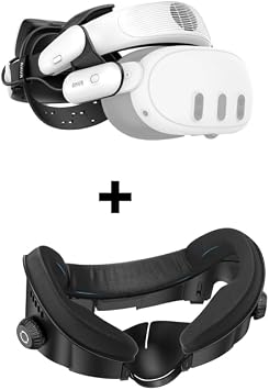 AMVR BS1 Rechargeable Battery Head Strap + Ventilation-Design Facial Interface Compatible with Meta Quest 3