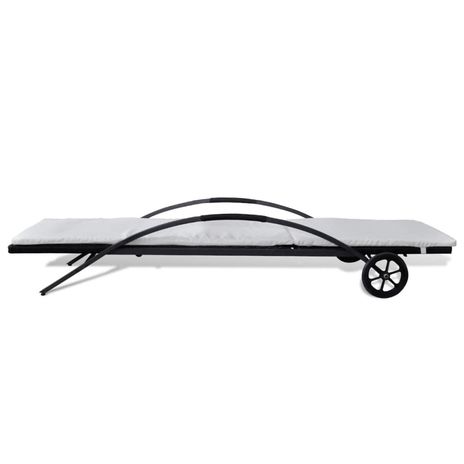 Sonnenliege mit Polster & Rollen Poly Rattan Schwarz Gartenliege Gartenlounge Gartenliege Wetterfest Garten Lounge Balkon Sofa Sonnenliege