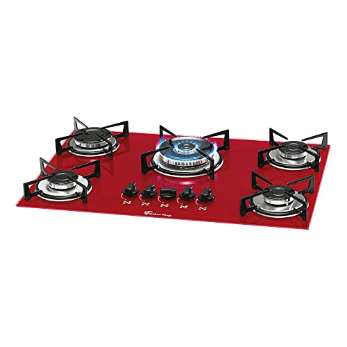 Fogão Cooktop Fischer 5Q TC Gás Mesa Vidro Rouge BIVOLT