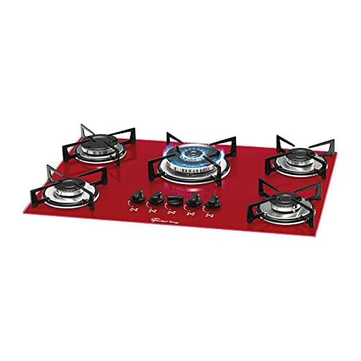 Fogão Cooktop Fischer 5Q TC Gás Mesa Vidro Rouge BIVOLT