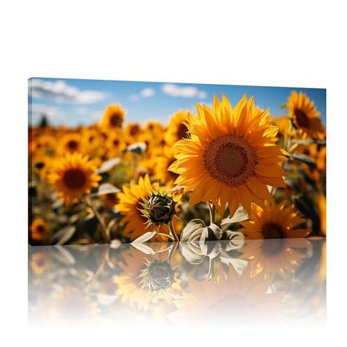 Toile de tournesol murale 60x120cm encadrée pour salon et maison
