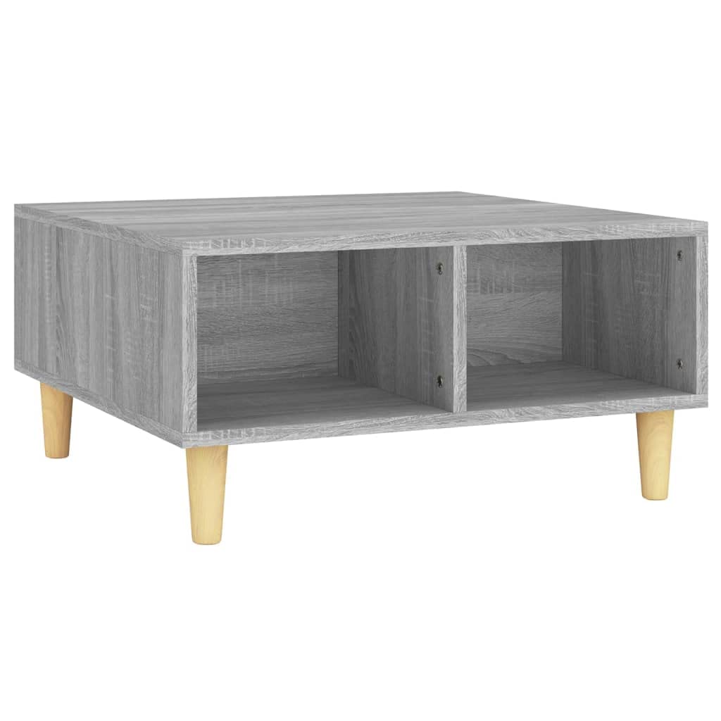 vidaXL Coffee Table Grey Sonoma - Engineered Wood and Solid Eucalyptus Wood Construction, with Convenience Storage Shelf, Scandinavian Charm, Space-Efficient - 60x60x30 cm — image 1