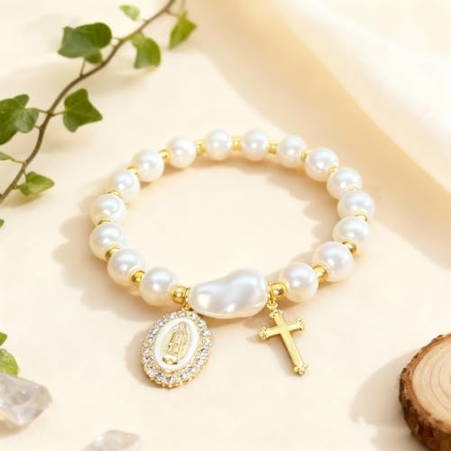 Dulovkpt Virgin Mary Cross Bracelet with Miraculous Medal & Crucifix Charm by Dulovkpt - Used condition - Image 7