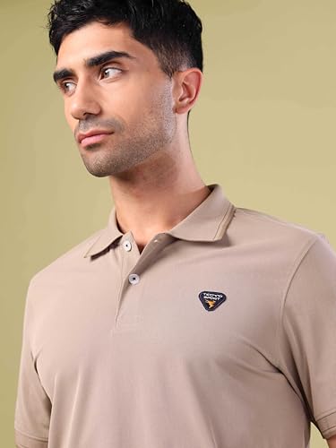 Image of TECHNOSPORT Men's Regular Fit Half Sleeve Polo T-Shirt with Collar, ELASTO Plus Quick Dry Moisture Wicking Polo Tee for Gym Sports Golf and Casual Wear