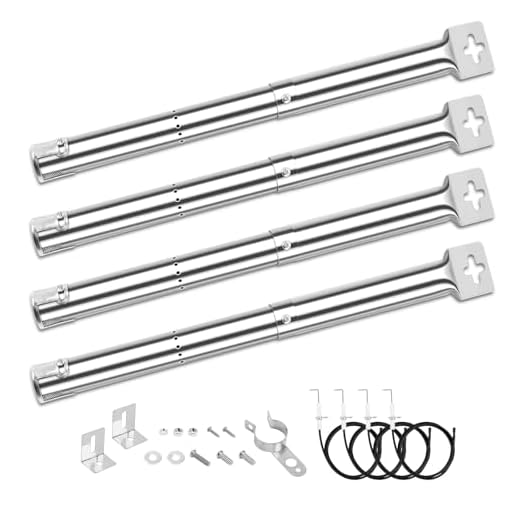 Denmay 30.5cm bis 44.2cm Universal Edelstahl Gasgrill Brenner ersatzteile für Landmann, Outback, Broil King, Tepro, Enders, Campingaz, Uniflame und Andere Modell Grills, Gasgrill Ersatzbrenner, 4 Pack