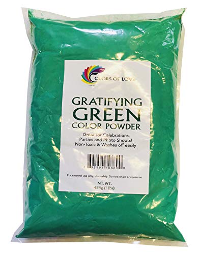 Colors of Love Green Holi Color Powder - 1 Pound Bag - Ideal