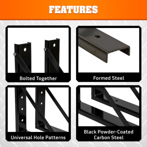 Image of Buyers Products 1701011B Formed Bolted Black Steel Mounting Brackets for Underbody Truck Tool Box, Set of 2, 18 inch x 24 inch, Corrosion Resistant With Universal Hole Pattern For Quick And Easy Mounting