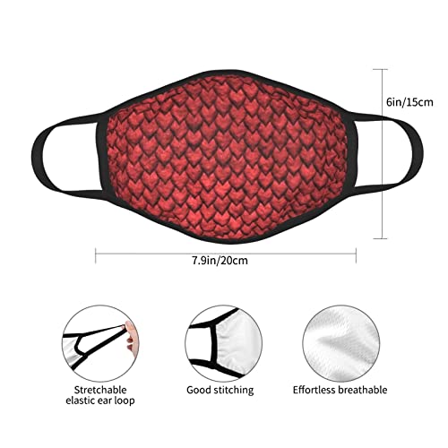 3 Pack Christmas Face 3D-Red-Dragon-Scale-Skin Mask,Adjustable Windproof Bandana,Reusable Mouth Cover,Unisex Adult Scarf Black #TOP3
