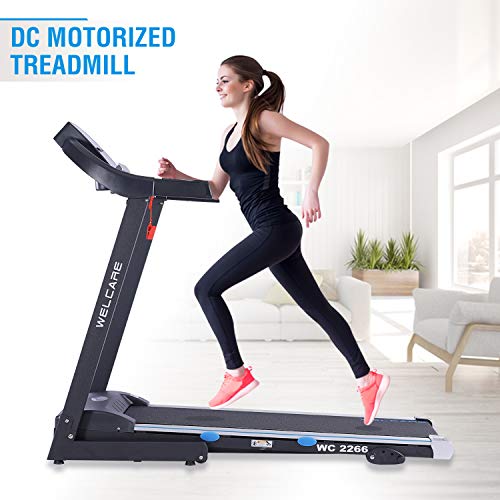 Image of WELCARE WC2266, 4 Hp Peak DC Motorized Folding Treadmill with LCD Display, 12 Preset Programs to Improve Cardiovascular Fitness inchDIY Installation with Video Call Assistance inch