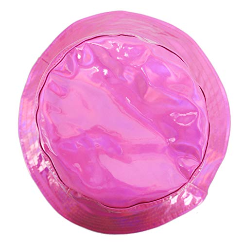 Surkat Unisex Fashion Hologram Climbing Bucket Hat Waterproof Fisherman Cap Travel Sunhat(Rose Red) #TOP5