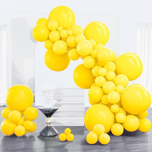 Image of PartyWoo Yellow Balloons 100pcs Different Sizes of 18 12 10 5 Inch Matte Yellow Latex Balloon Arch Kit Garland for Easter Bee Baby Shower Sunflower Birthday Graduation Party Decorations Yellow-Y55