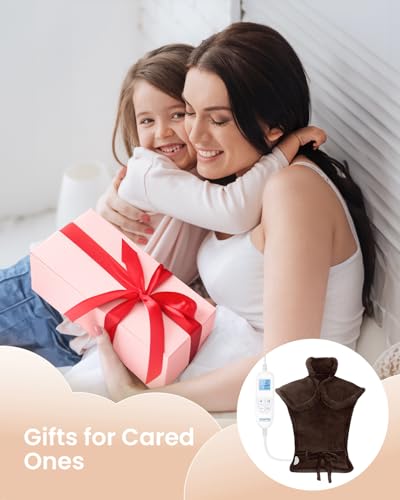 Image of RENPHO Electric Heating Pad for Back, Mothers Day Gifts & Birthday Gifts for Mom Dad Women Men, FSA Eligible & HSA Store, Neck and Shoulder Heat Pad, Fast Heating, 24 inchx33 inch, ETL Certified, Brown