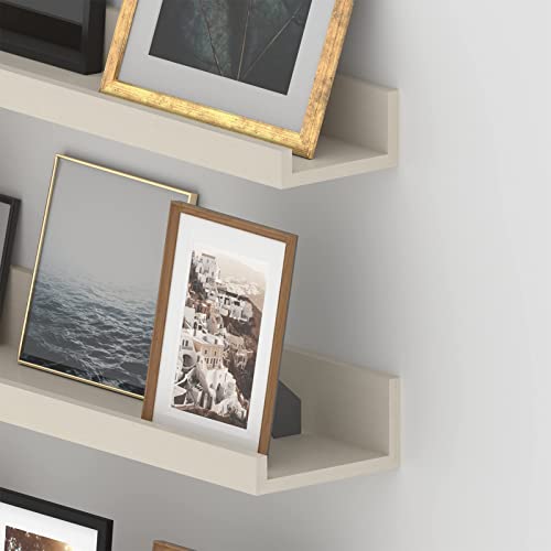 Giftgarden 36 Inch Floating Wall Shelves Creamy White Beige Wood-Grain, Large Picture Ledge Long Wooden Shelfs For Bedroom Living Room Kitchen Bathroom Nursery Office, Set Of 3 Different Sizes #TOP5