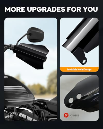 PBYMT Handguards Larger Stainless Steel Hand Guards Fit for Harley Touring Sportster Street Glide Road King Electra Glide 2007-2023, Upgrade Bracket Fit for Hydraulic Clutch & Cable Clutch Style