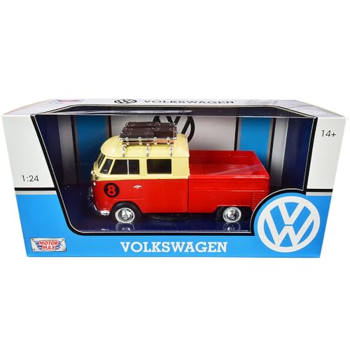 Volkswagen Type 2 (T1) Pickup Baller #8 1:24 rojo/crema miniatura 3