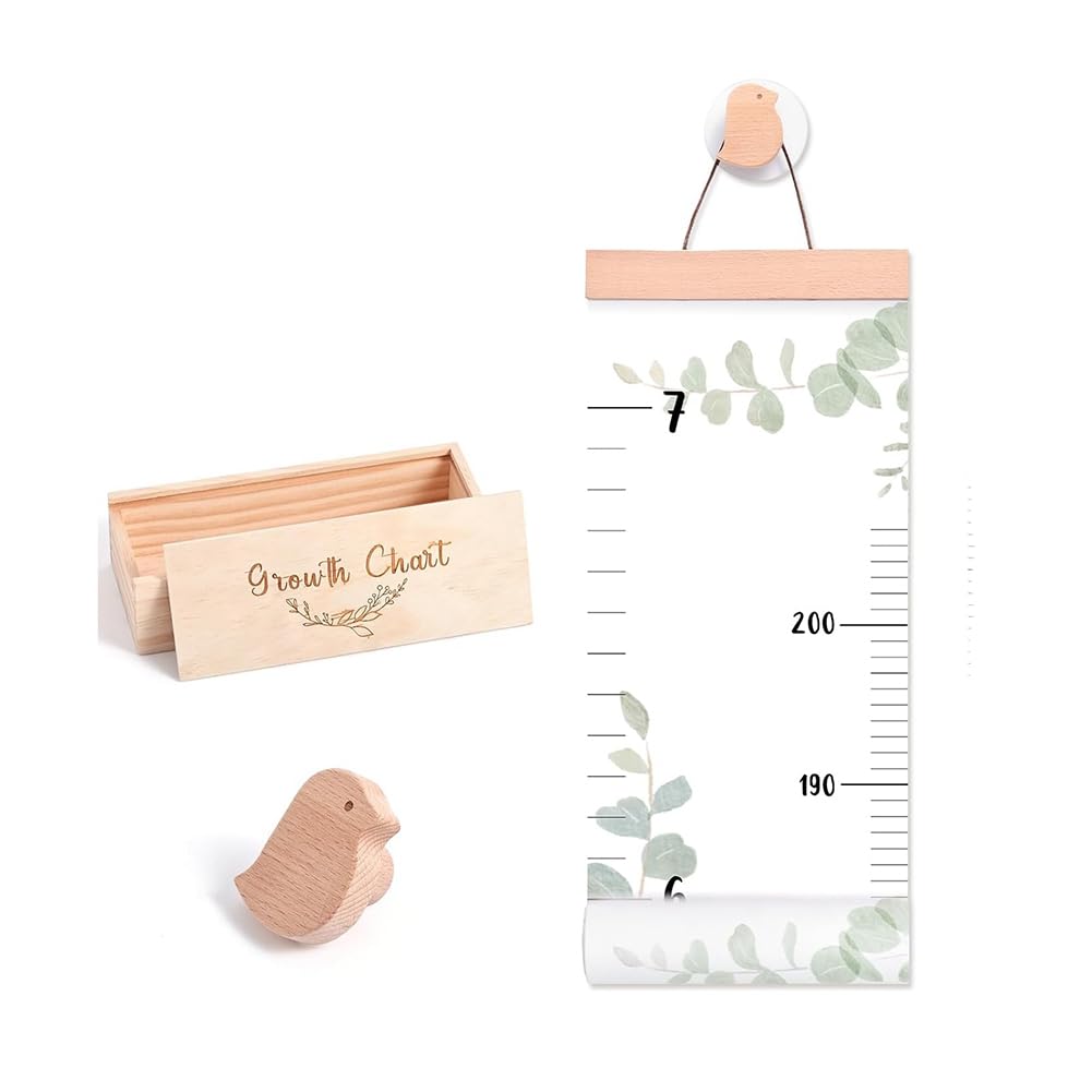 Wisyurt Growth Chart for Wall 7 Ft Height Chart with Keepsake Box & Hook Waterproof Canvas Measure Wall Ruler Removable