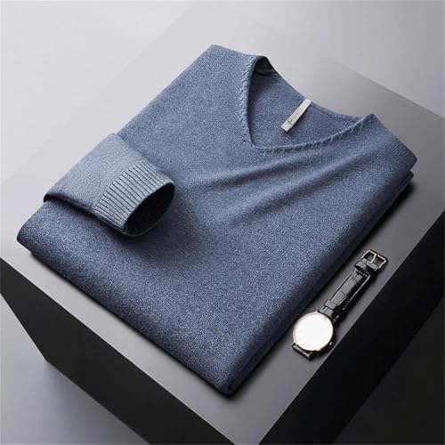 Men's Autumn Winter Vcollar Sweater Stretch Warm Cold-Resistant Top Fashion Casual Solid Color All-Matching Sweater2