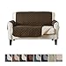Deluxe Reversible Quilted Furniture Protector. (Loveseat 75" X 88" - Chocolate / Flax) FIts most Loveseats up to 73" long arm to arm.