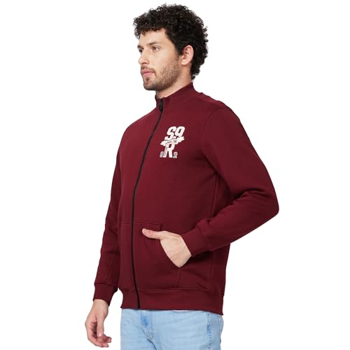 Image of Spykar Blended Slim Fit Round Neck Full Sleeve Sweatshirt for Men
