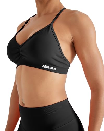 Image of AUROLA Mercury Workout Sports Bras Women Athletic Removable Padded Backless Strapy Minimal Crop Top