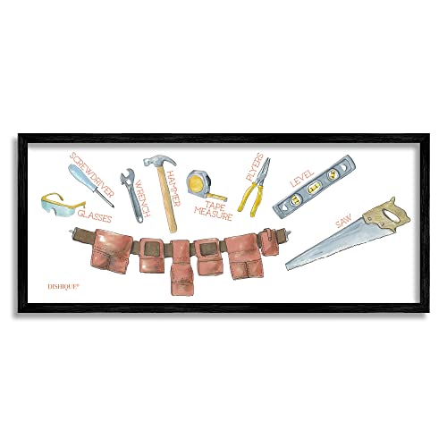 Image of 'Various Construction Tools Educational'| Framed Giclee Art | Stupell Industries | Black, 30 x 13 Inches, Easy to Hang and Sturdy, Made in USA, by Dishique