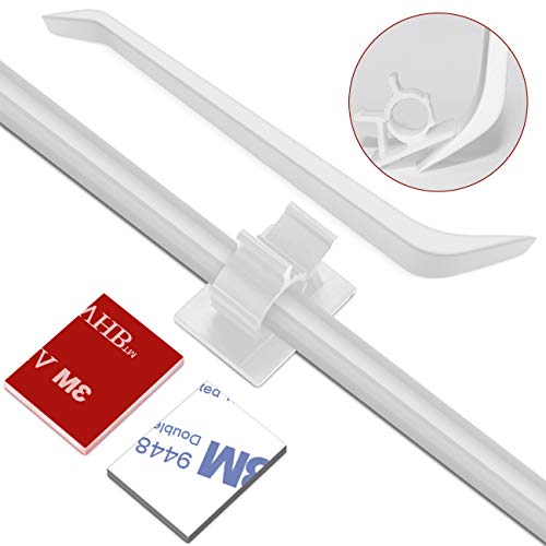 [40Pcs] Chesbung Clips de cable - Fuerte autoadhesivo Pad Cable Drop Wire Holder, 3M adhesivo de nailon abrazadera de cable organizador