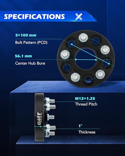 Image of Orion Motor Tech 5x100 Wheel Spacers, 1 inch Wheel Adapters with Studs Compatible with Subaru Outback Forester Impreza Crosstrek Scion FR-S More, 25mm Spacer Kit, Set of 4