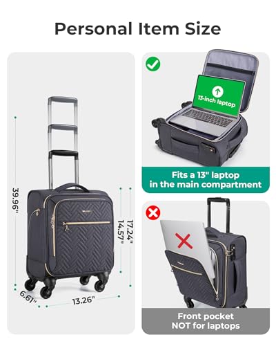 Image of BAGSMART 16 inch Underseat Carry On Luggage Softside Carry On Suitcase,Grey