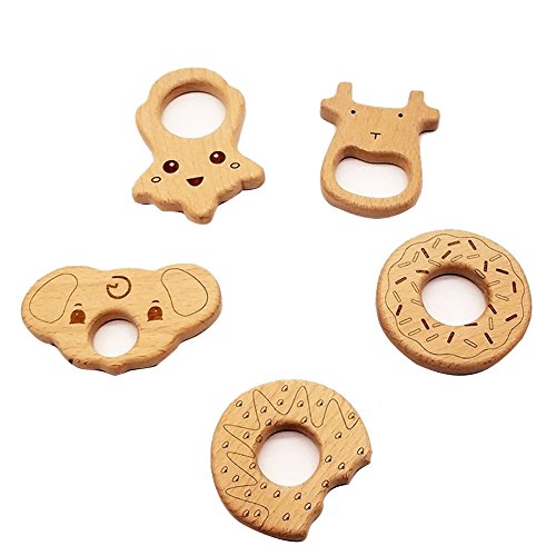DierCosy Wooden Tooth Toy, Baby Wooden Tooth Ring for Wooden teether for Children