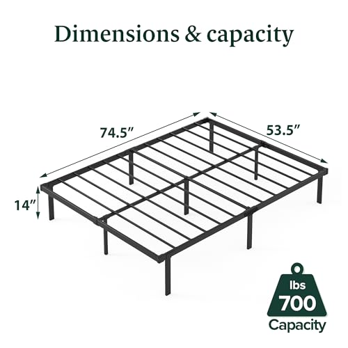 Image of Zinus Caleb 14 Inch Metal Platform Bed Frame, Foldable Steel Frame, No Box Spring Needed, Easy Assembly, Full