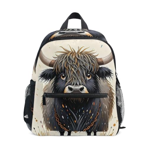 Artistic Yak Beige Toddler Girls Boys Backpack Kids School Bookbag with Name Tag