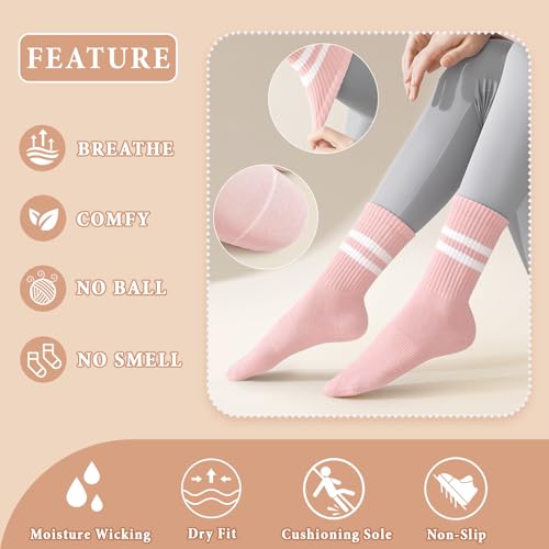 10 Pairs Vintage Striped Thin Cotton Crew Athletic Socks Sports Gym Running Hiking Calf Socks for Women2
