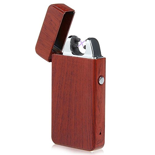 4Boss Premium Wood USB Rechargeable Electronic Lighter Windproof, flameless, no Gas and Fluid Required, Energy-Saving Side Button Double arc Lighter. (Wood)