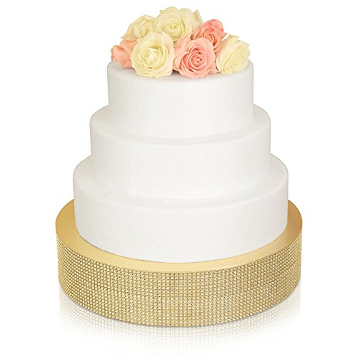 Benvo 4 Row 10 Yard Acrylic Bling Diamond Rhinestone Ribbon Wrap Roll For Wedding Cakes, Birthday Decorations, Baby Shower Events And Arts And Crafts Projects, 0.8”X 30Ft, Gold #TOP2