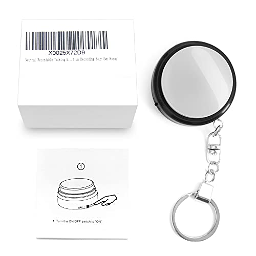 Botão falante gravável com chaveiro, tempo de gravação de voz dos anos 20, botão de som, botões engr