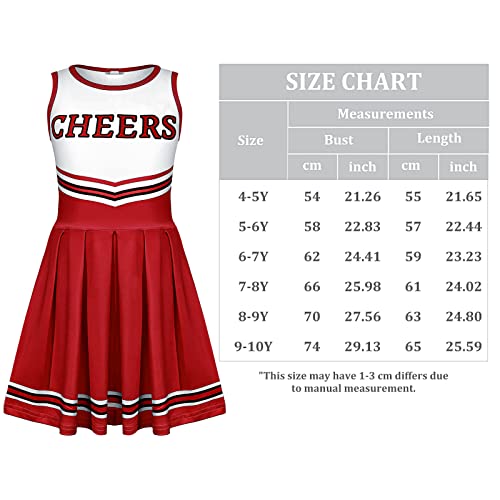 4 Pcs Girls Halloween Cheerleader Costume Outfit Set Fancy Dress For Kids Halloween Birthday Party (9 To 10 Years Old) #TOP6