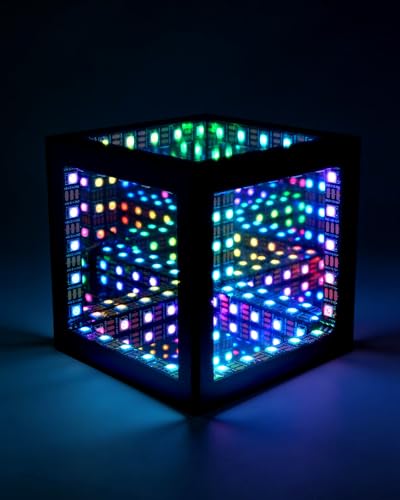 Nobiggie Infinity Mirror Cube Light Hypercube RGB Lighting Black 4.4 in