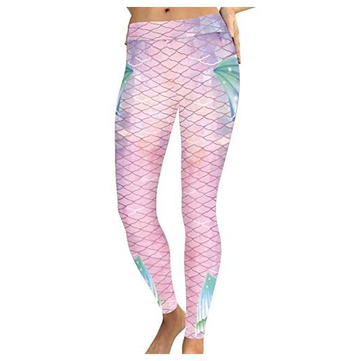 BIRAN-55 Fiskfjäll leggins sjöjungfru 3D print work out fitness smal vacker leggings blyertspenna byxor fritidsbyxor, Mångfärgad, S
