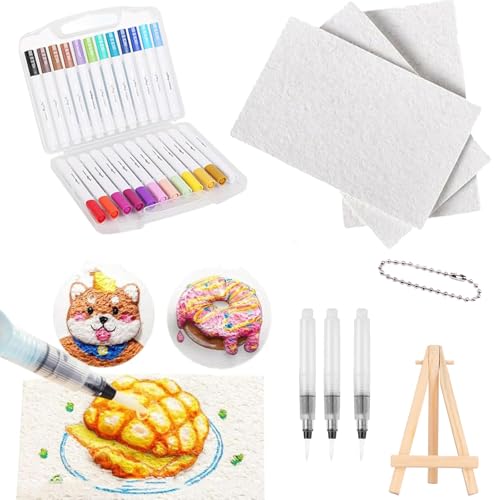 XIBHDN 3D Magic Foam Texture Painting Kit,Magic Puffy Paint Art,Puffy Popcorn Drawing Texture Painting Kit,DIY Bubble Drawing Pens for Painting,Art,Craft Supplies (Rectangle)