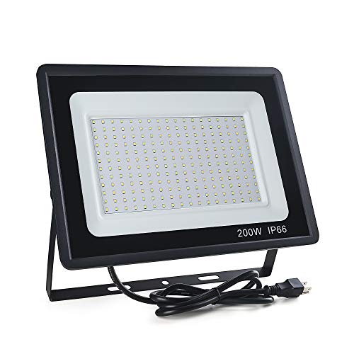 Gopretty 200W LED Flood Light, 6000K Daylight White 24,000lm Super Bright, Waterproof IP66 with Plug, Work Light for Parking Lot, Playground, Court, Yard