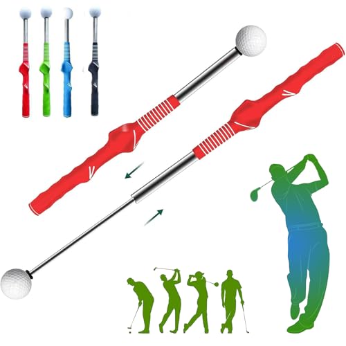 Gloryboom Telescopic Club, Gloryboom Golf, Retractable Golf Swing Training Aid with Click Feedback, Strength & Tempo Training for Chipping Hitting, for Right & Left-Handed Golfers (Right Hand-Red)