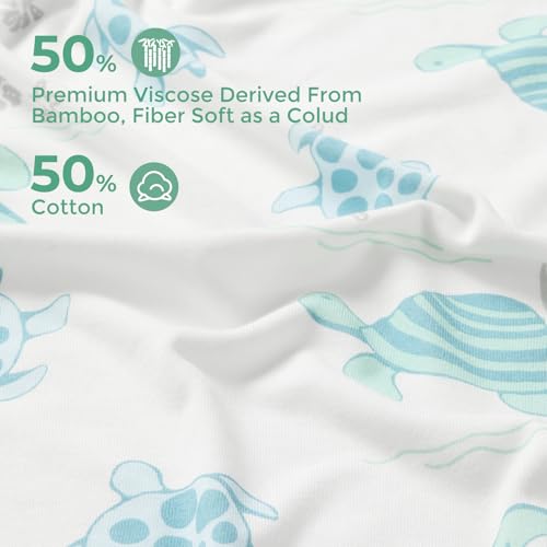 Image of Momcozy Baby Towel with Hooded-Original Design Baby Towel Set -Soft & Absorbent- Shower Gifts or Bath Essential for Infant, Newborn, Toddler, Marine Sea Turtle Shells Magic