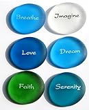 Lifeforce Glass The Mermaid's Message II, Frosted Sea Glass Stones, Six Inspiring Words in Beach Colors