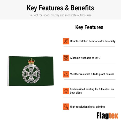Bandera grande Royal Green Jackets Flagtex textil de exterior resistente 4